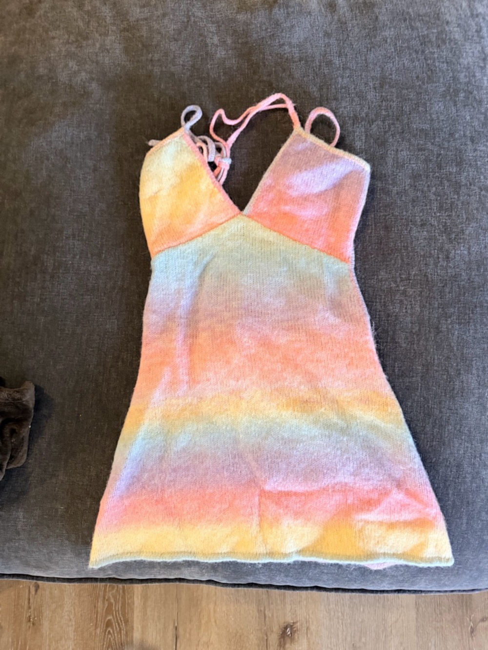 Frankie's Bikinis Pastel Rainbow Tie-Dye Halter Dress